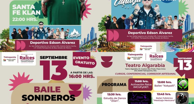 Programa de eventos musicales, populares y de orientación comunitaria por 78 años de Tlalnepantla