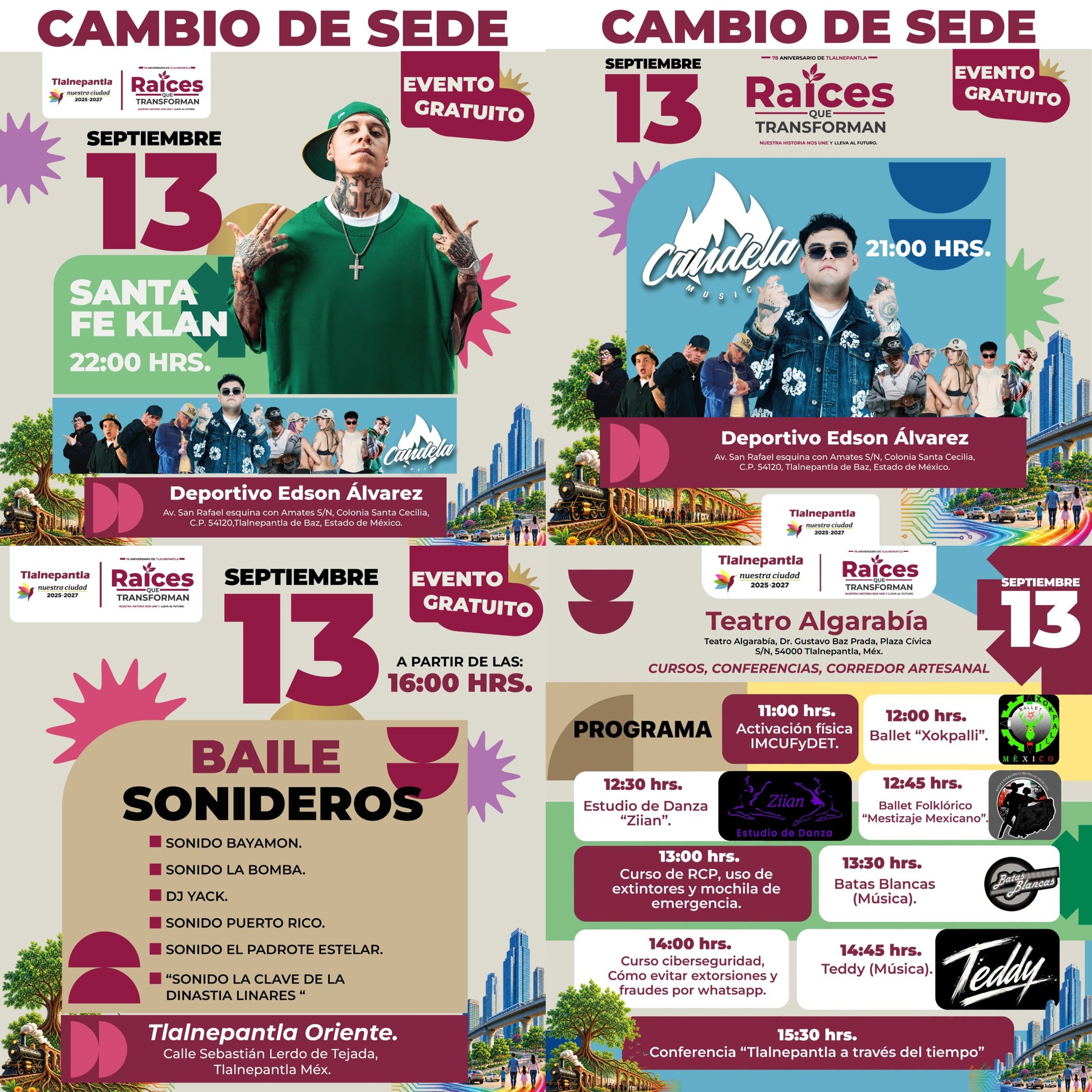 Programa de eventos musicales, populares y de orientación comunitaria por 78 años de Tlalnepantla