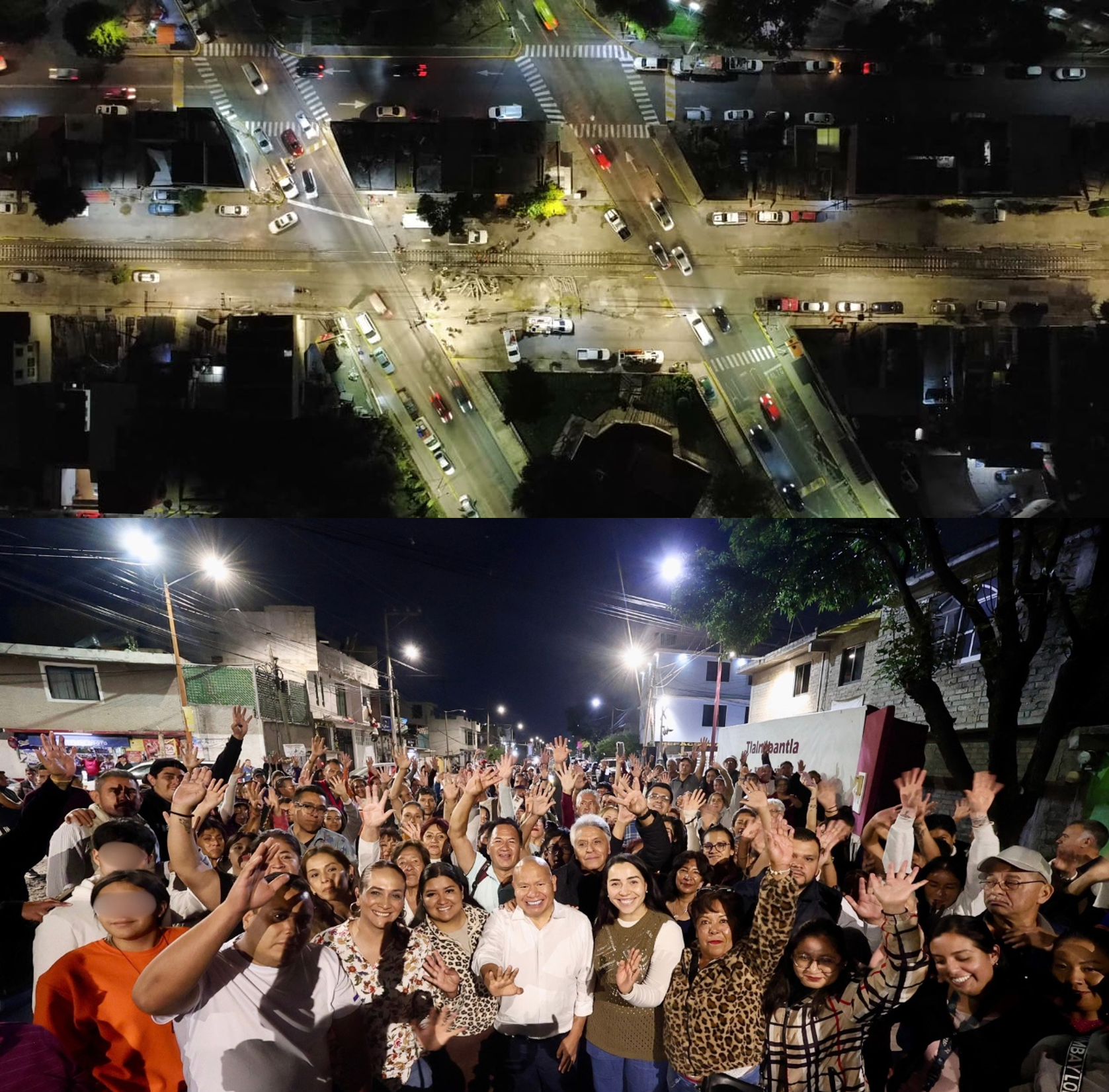 Ciudadanos y el alcalde Raciel Pérez Cruz en el encendido del alumbrado en avenida Ferrocarril