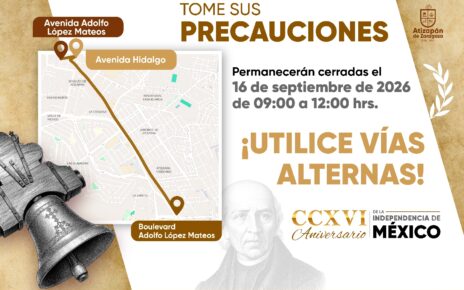 Recomiendan utilizar vías alternas de las 9 a las 12 horas por desfile cívico en Atizapán de Zaragoza