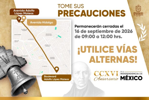 Recomiendan utilizar vías alternas de las 9 a las 12 horas por desfile cívico en Atizapán de Zaragoza